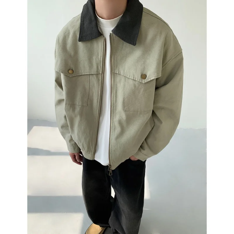 

Свободная рабочая одежда с воротником Детройт, джинсовая джинсовая куртка, мужская японская верхняя одежда в стиле сарая, осенний сезон, полиэфирная ткань