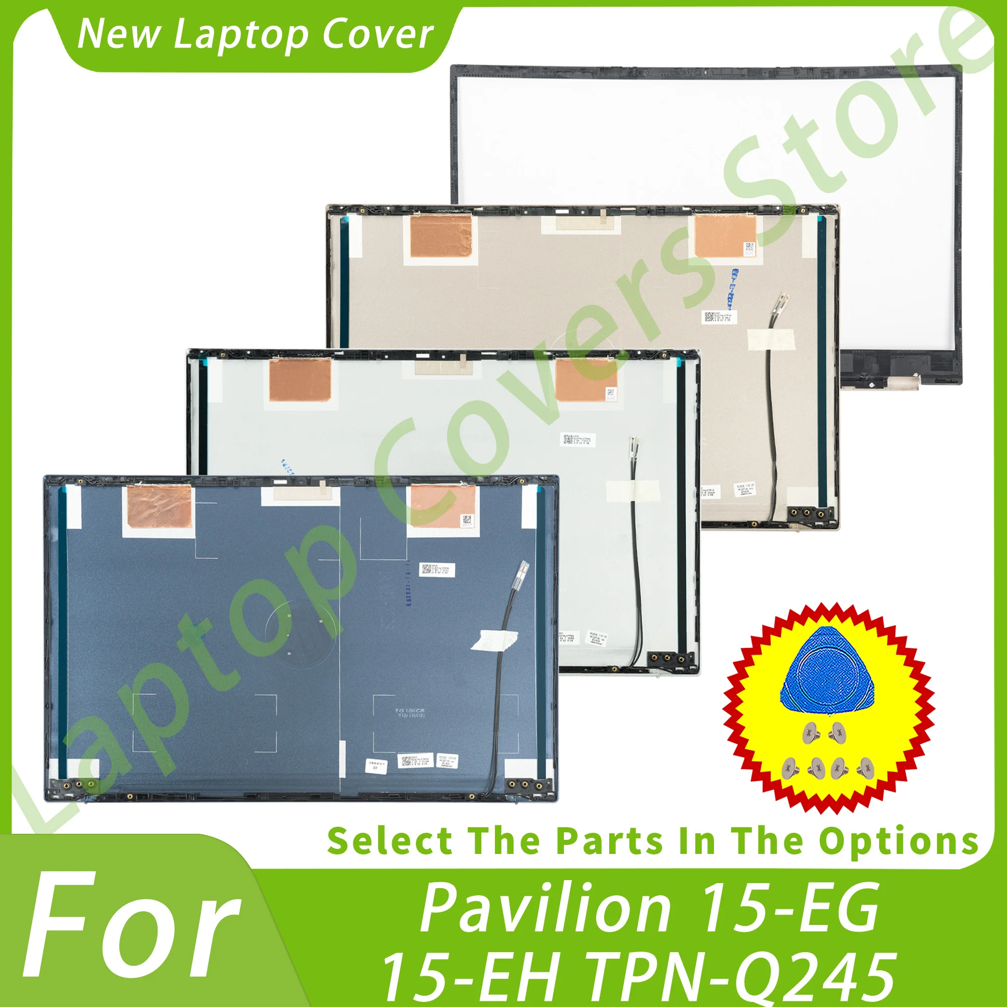 Covers For Pavilion 15 15-EG 15-EH 15Z-EH TPN-Q245/Q246 LCD Back Cover Front Bezel Silver/Blue/Gold Replace 15.6inch