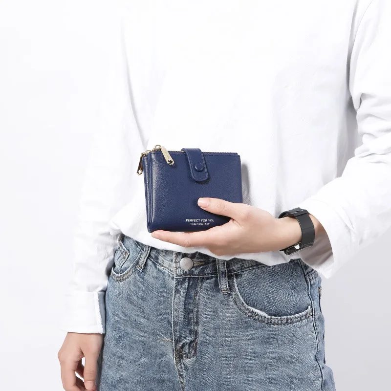 PERFECT FOR YOU Light Luxury Fashion Wallet for Women, 2024 New Short Card Wallet, Multi-card Slot Double Zipper Clutch