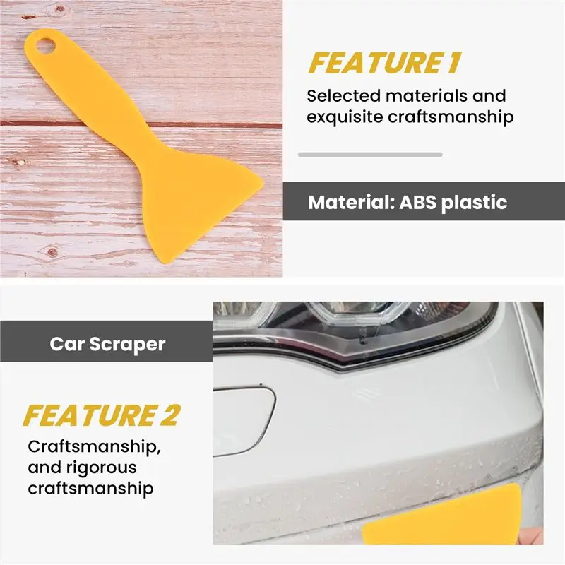 AB59-Vinyl Film Wrap Yellow Plastic Foils Cleaner Scraper Air Bubble Remover Stickers Install Tools Car Auto Styling Squeegee