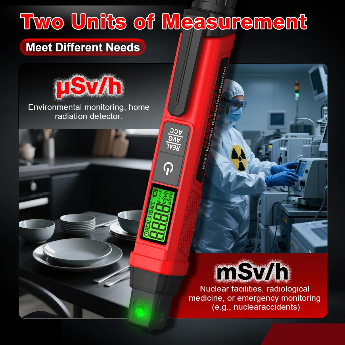 HT81 Geiger كاونتر كاشف الإشعاع النووي الأشعة السينية γ-ray β-ray كاشف الرخام اختبار النشاط الإشعاعي مقياس الجرعات الشخصية