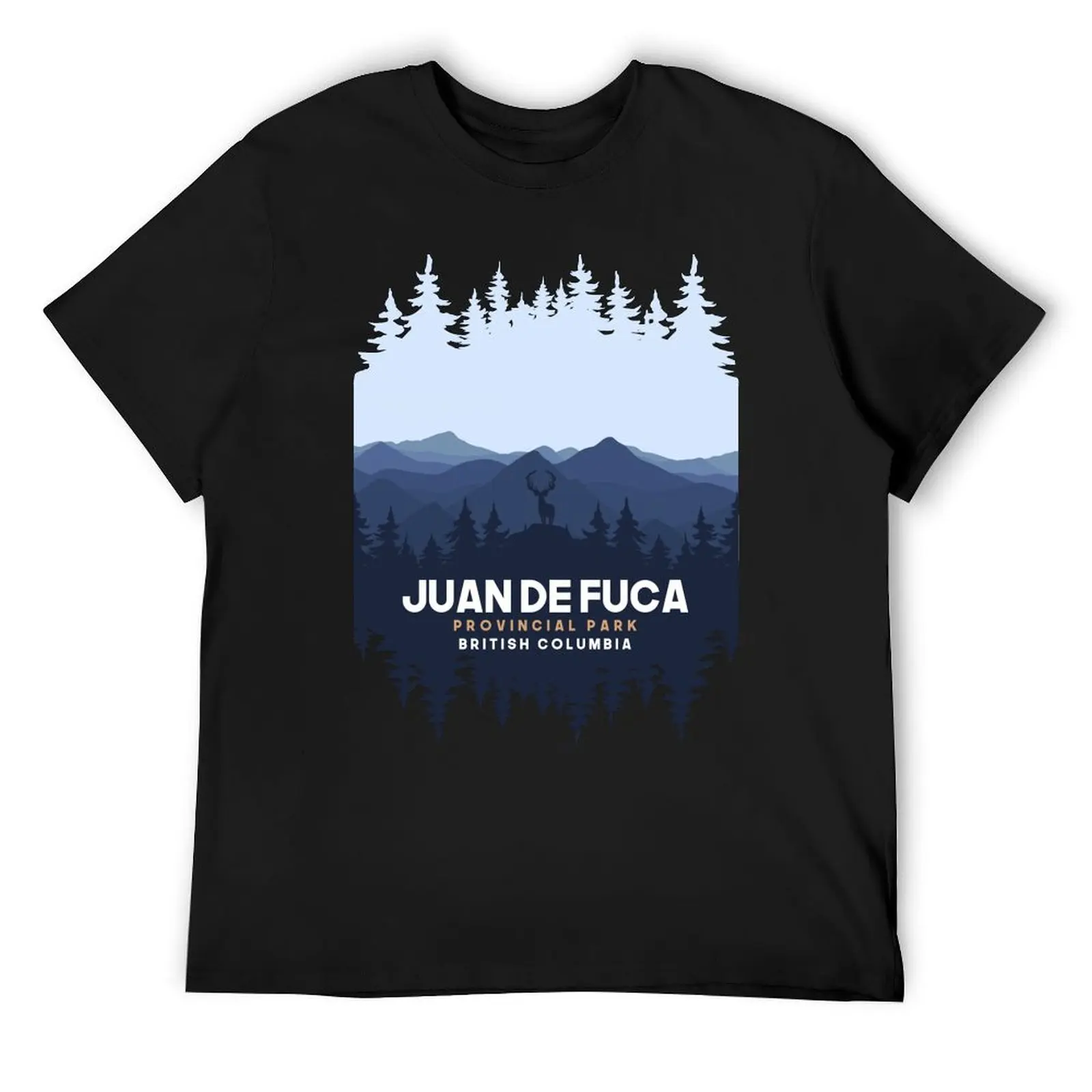 Juan De Fuca Parque Provincial Columbia Británica Canadá Montaña Y Pino Camiseta negra Ropa Camisetas gráficas para hombres divertidas