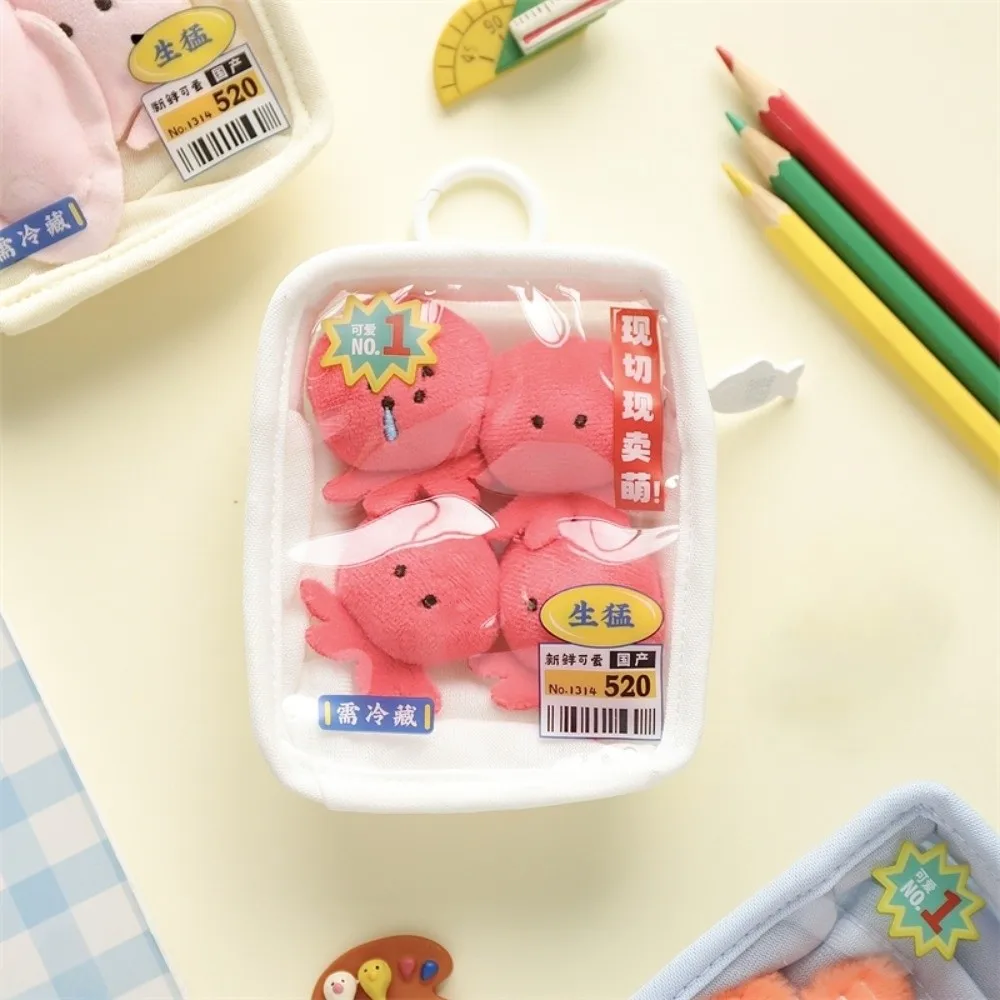 Colgante de plato de mariscos de salmón, filete de pescado de camarones frescos, llavero de sardina y mariscos, Mini bolsa colgante para muñeca de pulpo y calamar