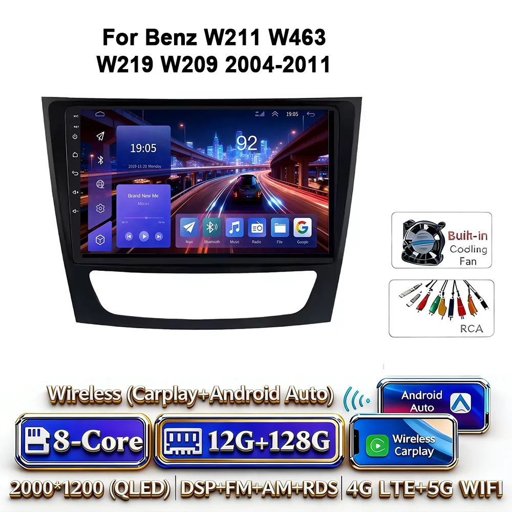 Android 17 autoradio 4G WIFI Carplay voor Mercedes Benz W211 E300 2002-2010 2din DVD GPS Multimedia Bluetooth touchscreen navigatie