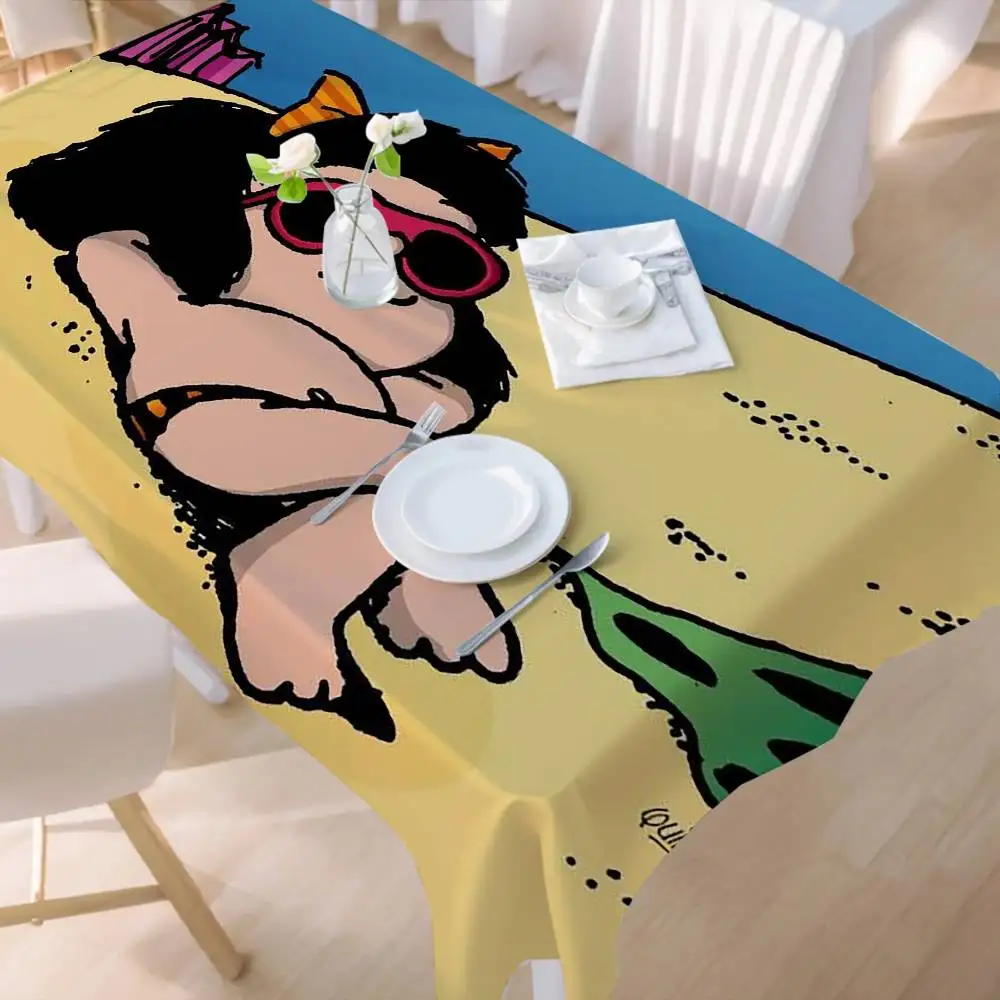 

Милая скатерть с рисунком M-MafaldaS, водонепроницаемая маслостойкая домашняя прямоугольная скатерть для вечеринки, уличный коврик для пикника