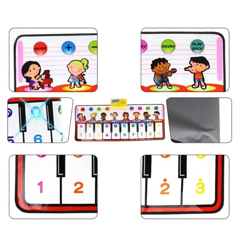 

090B Kids Simulation Electric Piano Mat Portable Educational with Music