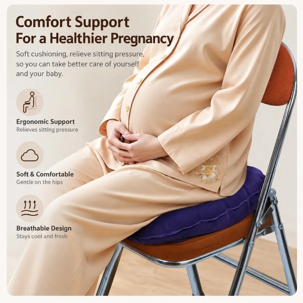 Comfortable PVC Flocked Travel U-Shaped Pillow Ring-Style Tailbone Support Inflatable Cushion Gluteal Support Bedridden Cushion