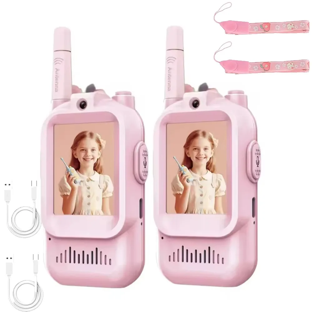 HD Screen Children's Video Intercom Long Range Cartoon Design Wireless Intercom with Lanyards Simple Operation Two-Way Radio