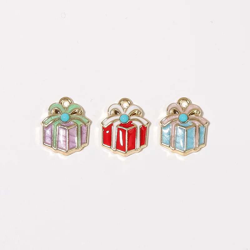 50pcs/ Set New Design Drip Oil Gift Box Pendant Christmas Gift Box DIY Jewelry Bracelet Necklace Making Accessories