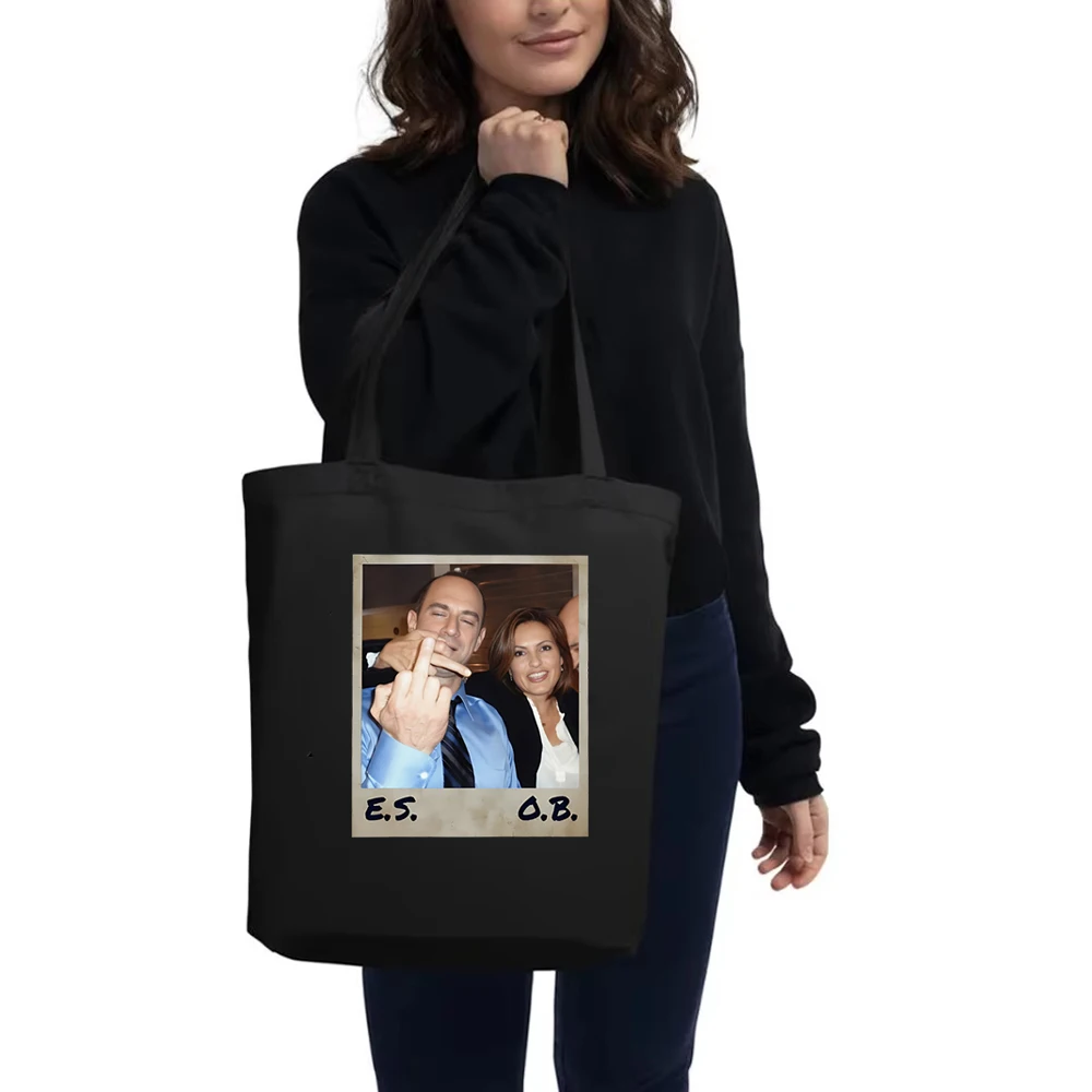 Olivia Benson and Elliot Stabler Middle Finger Tote bag Law and Order SVU Canvas tote bag Casual black shoulder bag fun tote bag