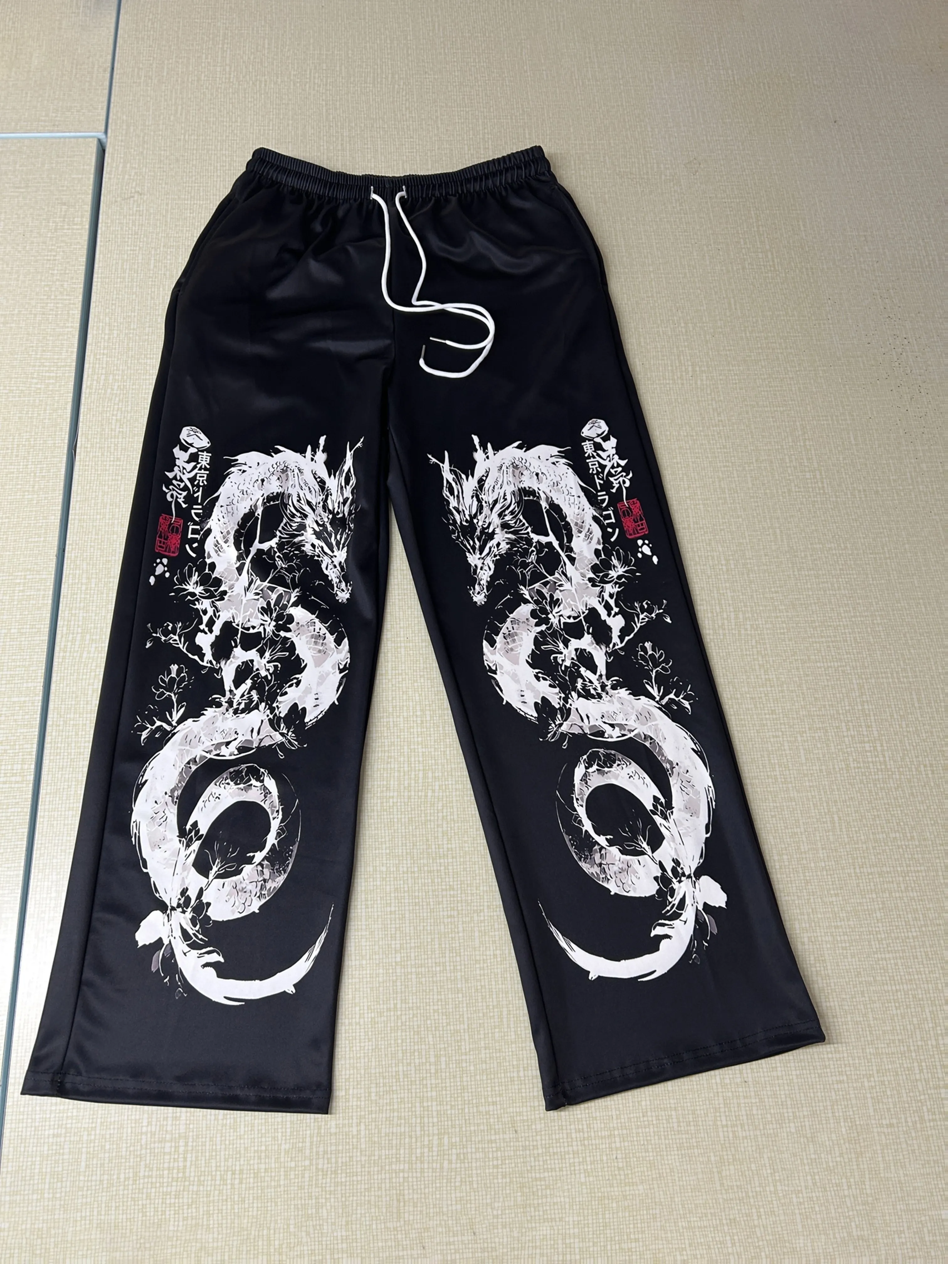 Unisex Jogger Straight‑Leg Trousers Retro Dragon Graphic Print Casual Pants Streetwear Hip‑Hop  Men Women Daily Street Outfit