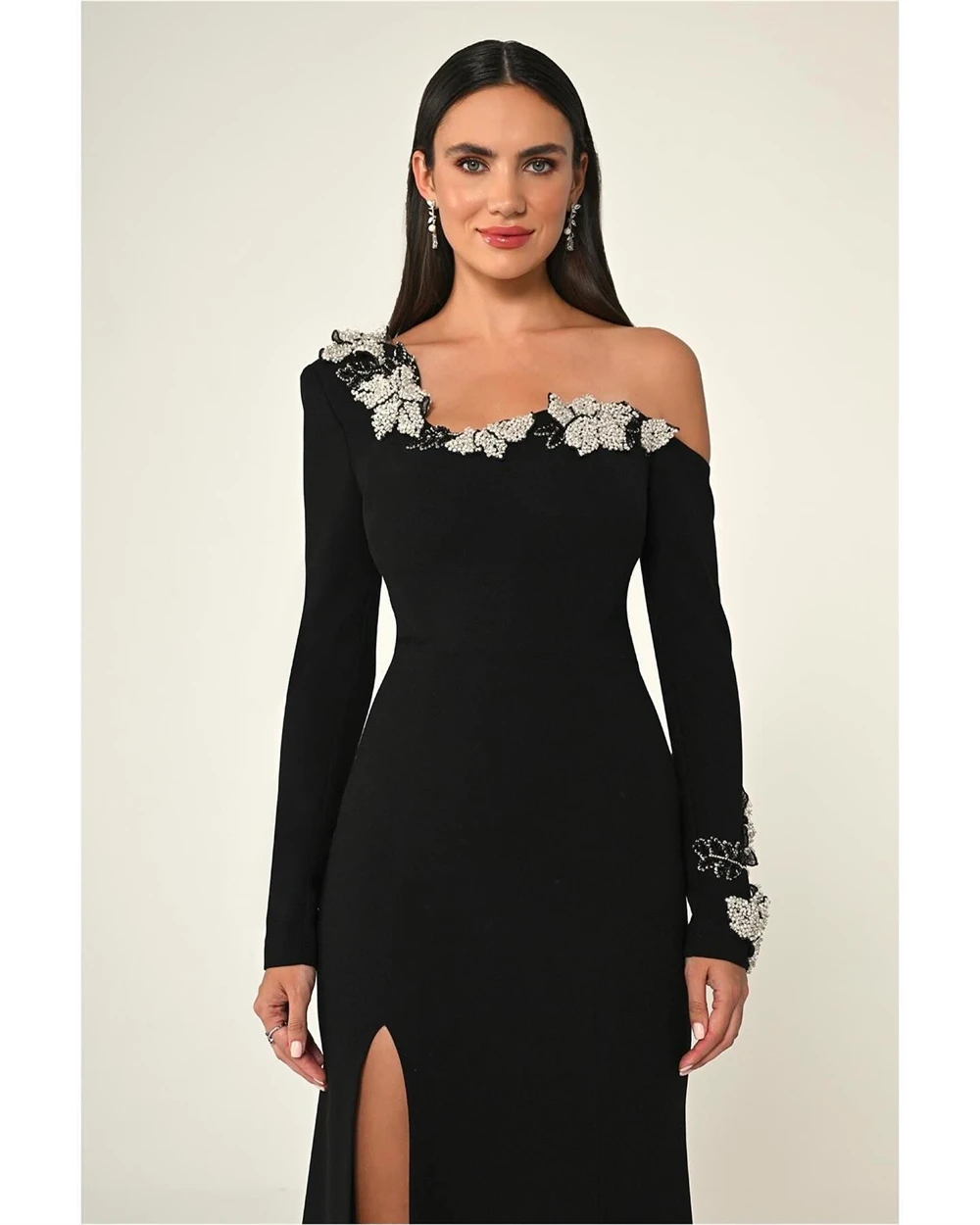 

Простые вечерние платья из черного джерси по индивидуальному заказу, вечерние платья с длинными рукавами, платья для выпускного вечера, темпераментные платья для особых случаев