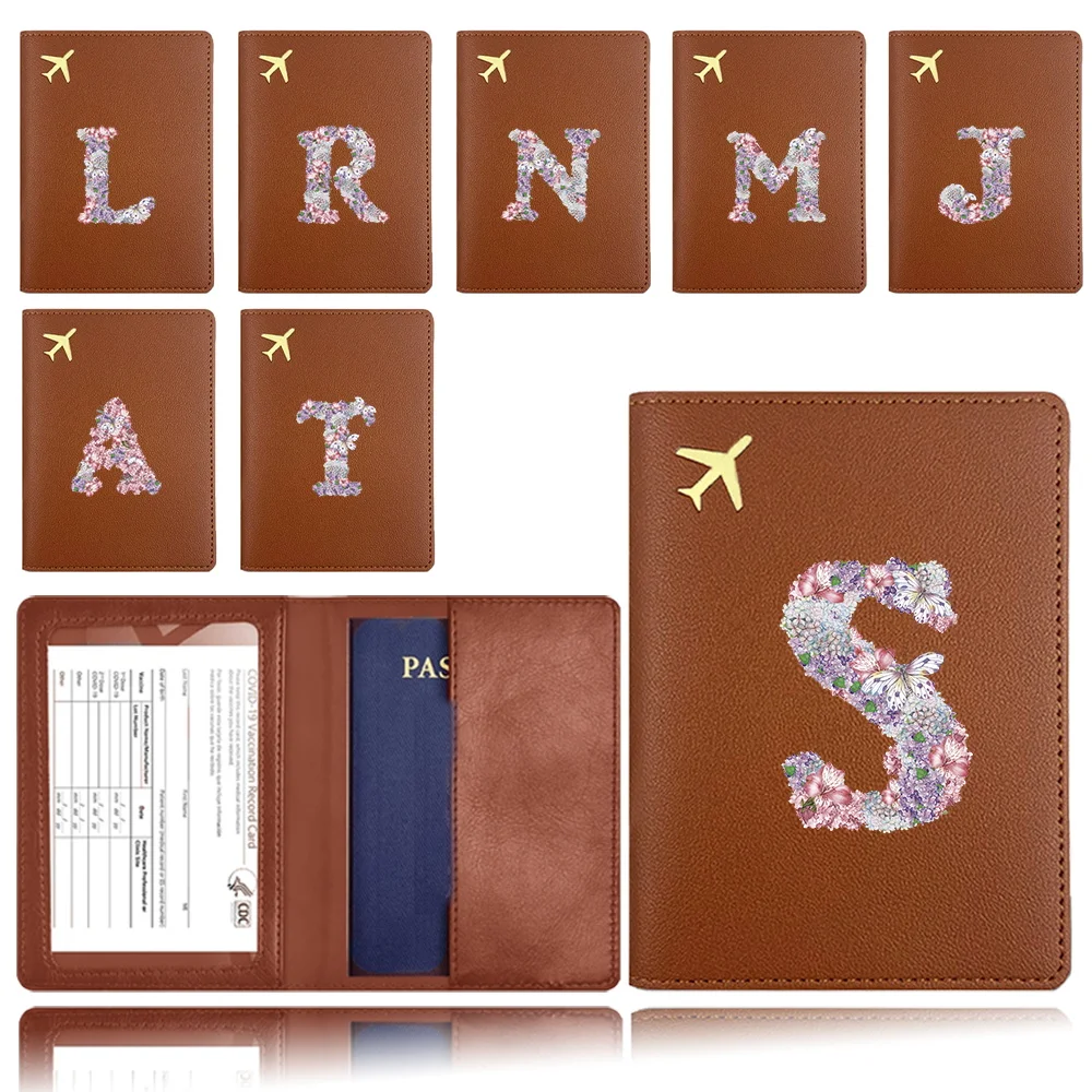 PU Passport Cover Passport Protector Portable Passport Lid Container Travel Business Card Cash Storage Case Rose Flower Pattern