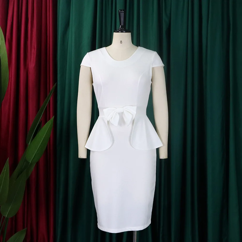 2026 الصلبة مثير حجم كبير فستان ضيق المرأة قصيرة الأكمام كبيرة فساتين الصيف سيدة سليم حفلة ضيق متعرج فستان #2