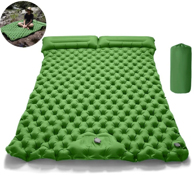 Double Camping Air Cushion Lightweight Inflatable Sleeping Pad 2 Person Portable Outdoor Bed Waterproof Mountaineering Mat
