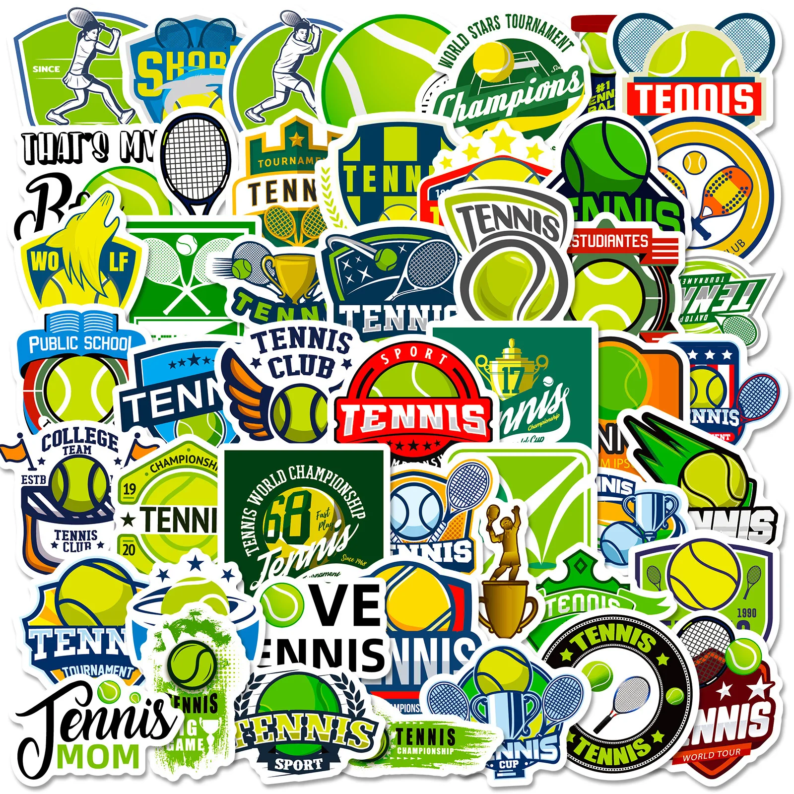 50PCS Tennis Stickers Sports Cartoon Graffiti Stationery Phone iPad Tablet Luggage Bottle Guitar Car Wall Sticker Toy Decoration