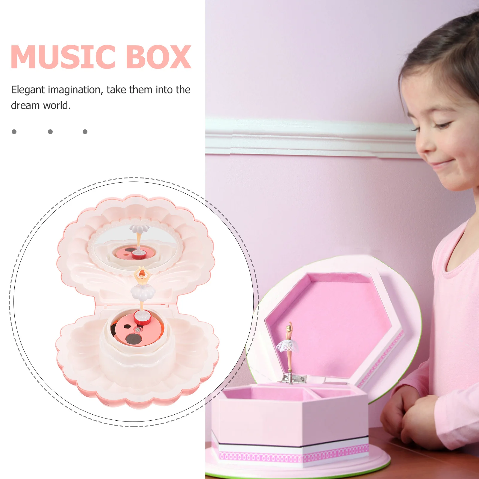 

Music Box Gift Desktop Music Box Plastic Music Box Music Box Jewelry Box Melody Box With Mirror Shell Shaped Musical Box