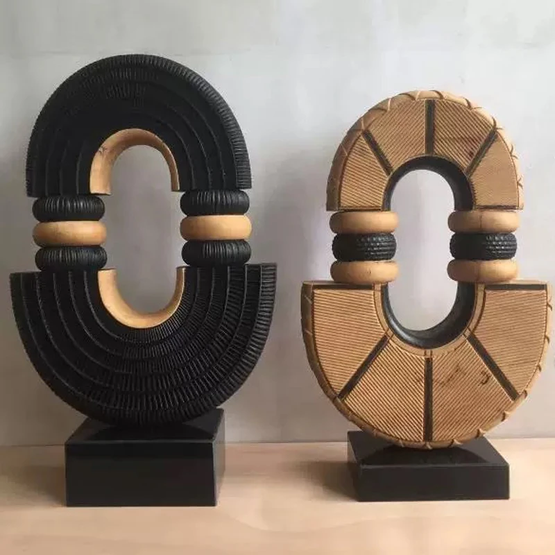 Bespoke Two-Tone Solid Wood Geometric Ring Sculpture Designer Statement Piece Boutique Hotel Private Residence Decor