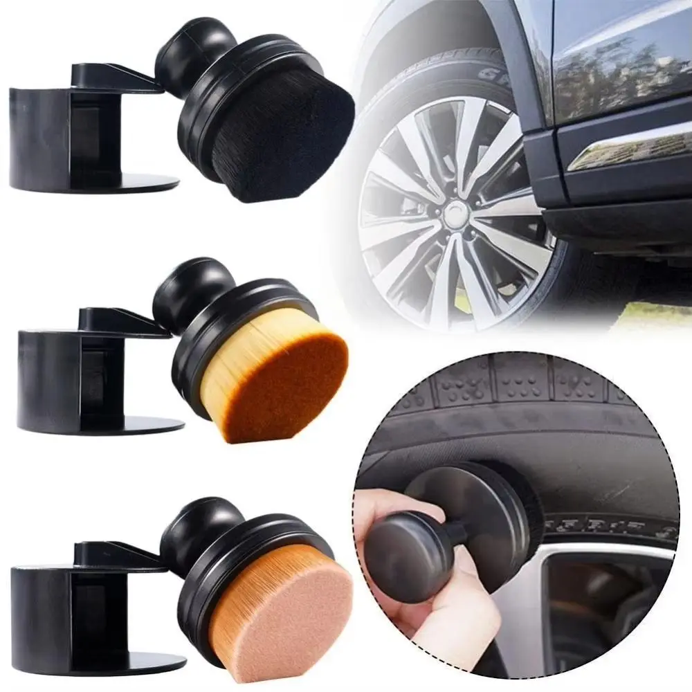 Portable High-Density Car Tire Polishing Brush with Stand Soft Car Tire Brush Tire Shine Brush for Tire Polish Wax Care