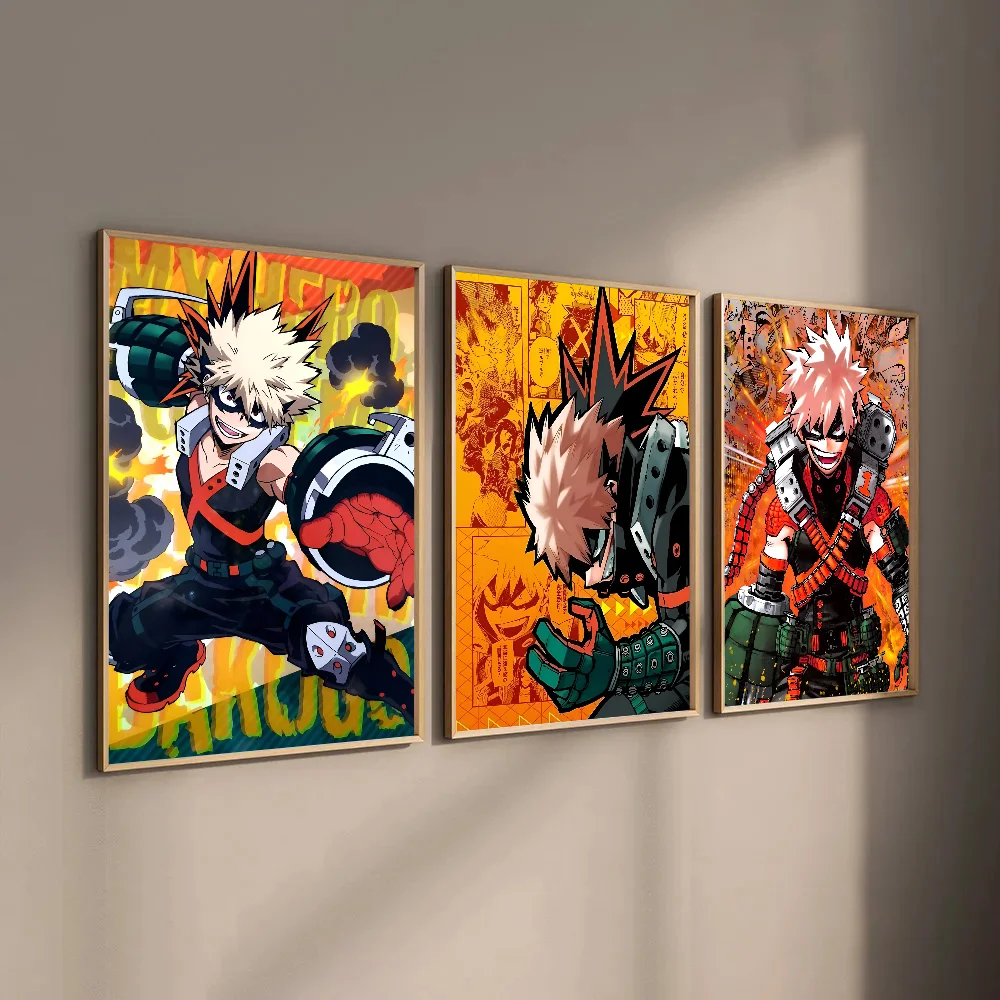 Anime B-Bakugo Katsuki Poster Self-adhesive Art Waterproof Paper Sticker Coffee House Bar Room Wall Decor