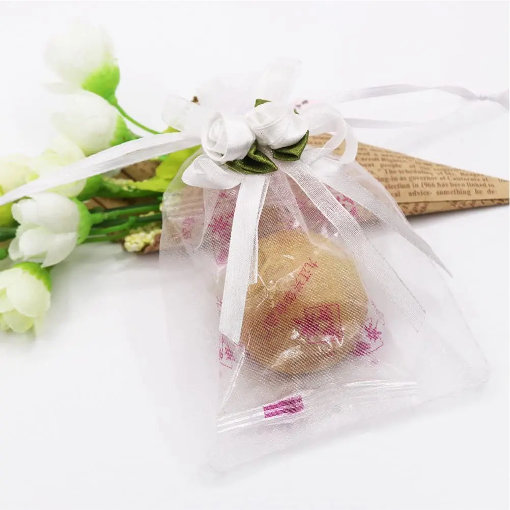 

50PCS Jewelry Drawstring Rose Design Bags Storage Drawstring Gift Bag Gift Bags Wedding Party Gifts