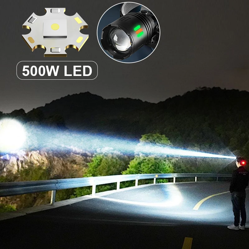 NEW Upgrade High Power LED Headlight 5000000LM Strong Light Headlamp Long Range Head Flashlight IPX6 Waterproof Riding Camping