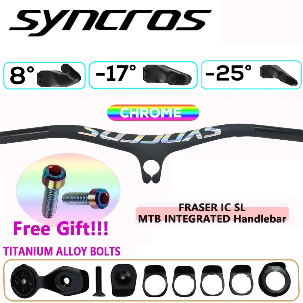 

SYNCROS FRASER IC SL Carbon Fiber Mountain Bike Integrated Handlebars,chrome Plated Style,30-110mm, 8-17-25 Degree MTB Handlebar