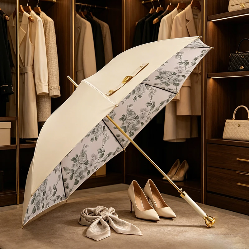 

Long Handle Umbrella Luxury Uv Blocking Rain Umbrella Women's Sun Protection Umbrellas Large Waterproof Resistant Umbrellas