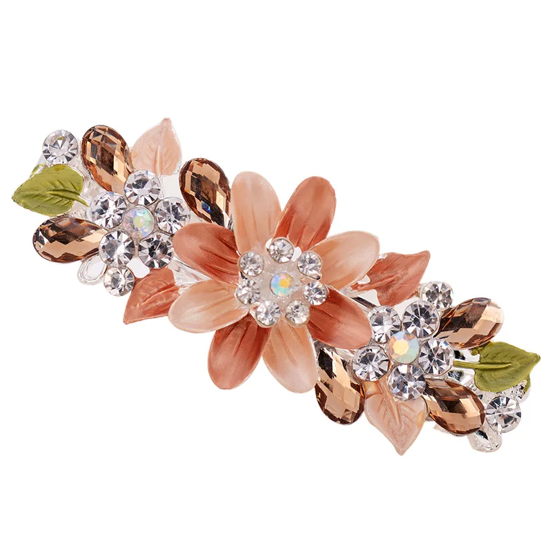 EASYA Fashion Exquisite Crystal Flower Hairpin Enamel Barrettes Girls Hair Accessories Headwear Jewelry For Women Girls