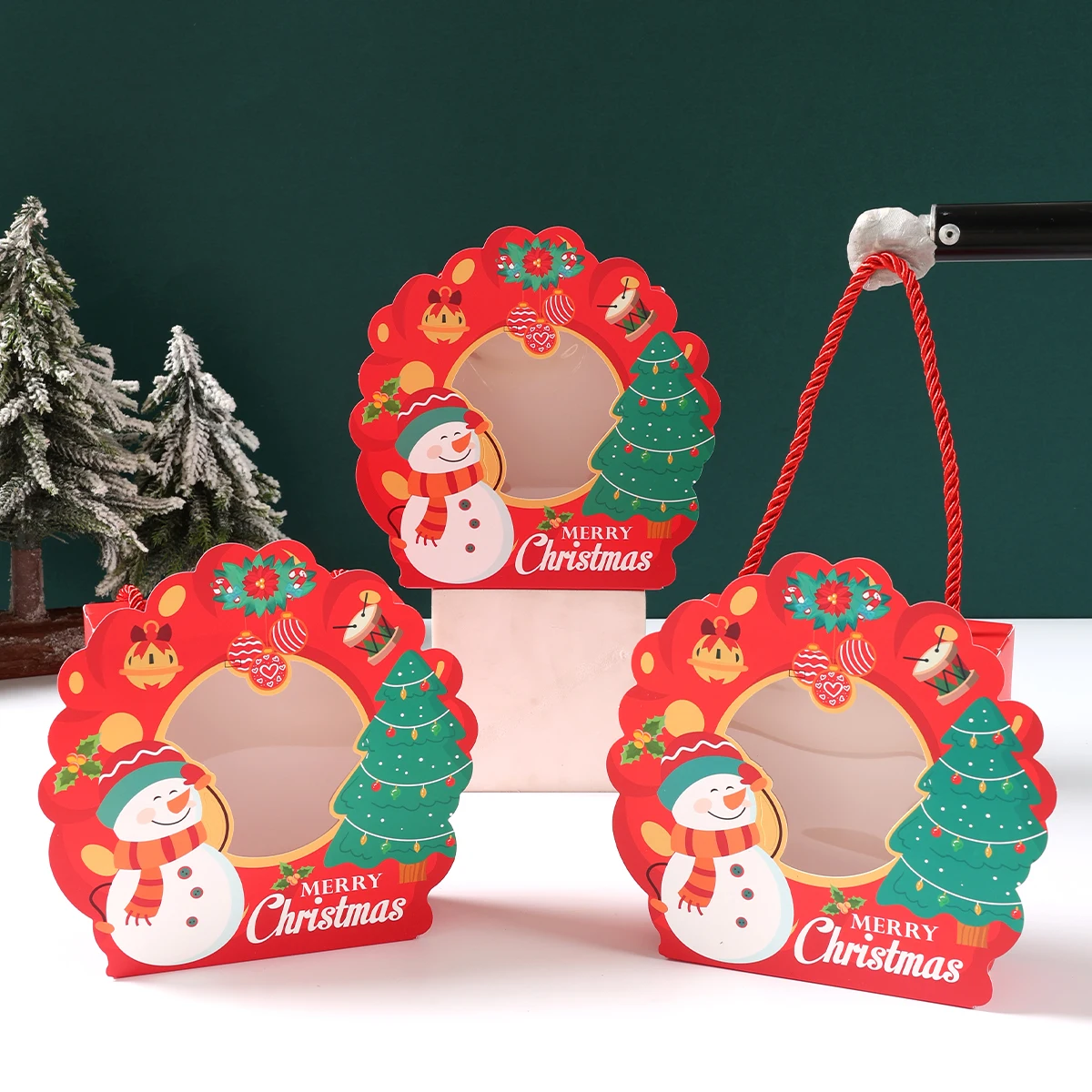 Window Santa Claus Handheld Candy Box Navidad Natal Noel Snowman Cookie Box Merry Christmas Decor For Home 2024 New Year 2025