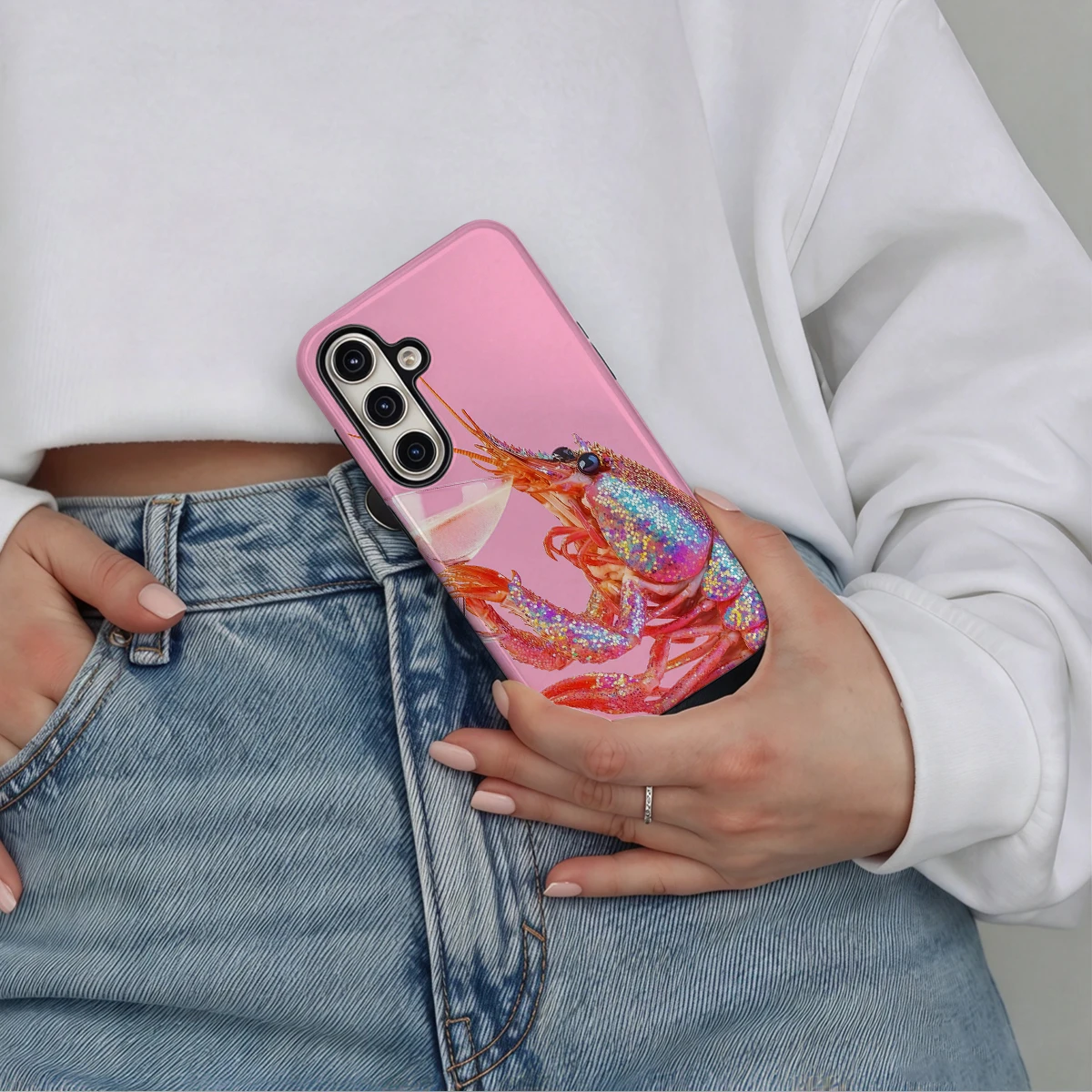 Glamorous Party Lobster Phone Case For Samsung Galaxy S26 S25 Ultra S24 S23 Plus Hard Shock‑Absorption 2-in-1Protective Cover