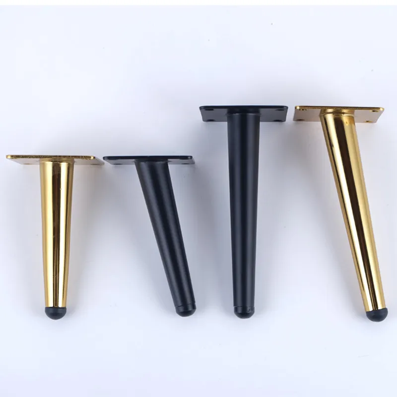 4pcs Metal Furniture Table Leg Hardware Tapered Gold Cabinet Leg Sideboard Wardrobes Coffee Cone Chair Feet 15/20/25/30cm