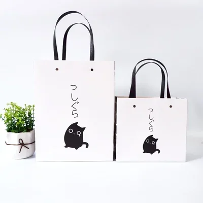 10 Pcs/lot Gift Bags With Handles Multi-function High-end Black kraft Paper Bags  for Shops Party Gifts Clothes&shoes