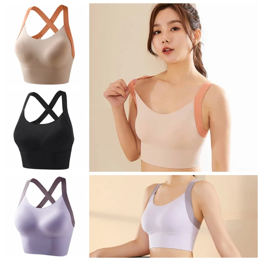 

Tank Top Yoga Sports Bra Integrated Chest Pad Cross Shoulder Straps Yoga Back Beauty High Elasticity Traceless