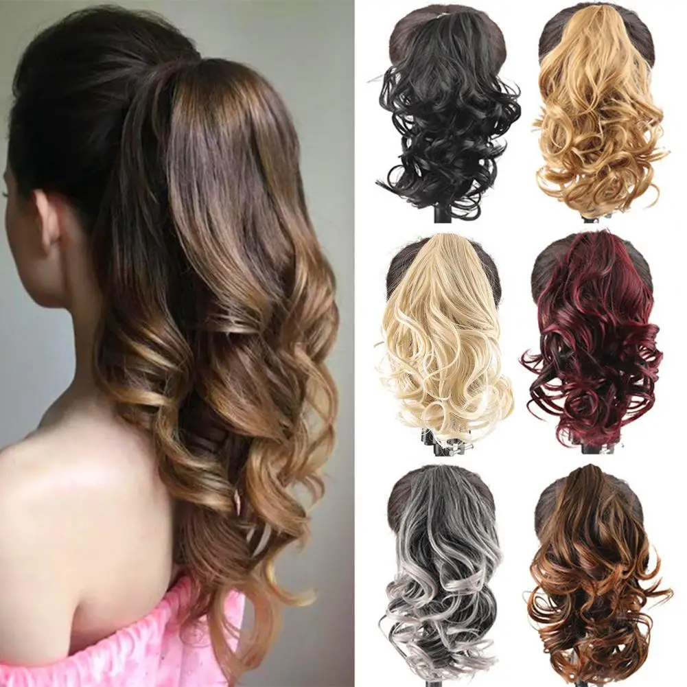 

Synthetic Claw Clip In Short Ponytail Curly Clip-on hair False Wig House Extension Hairpiece For Women