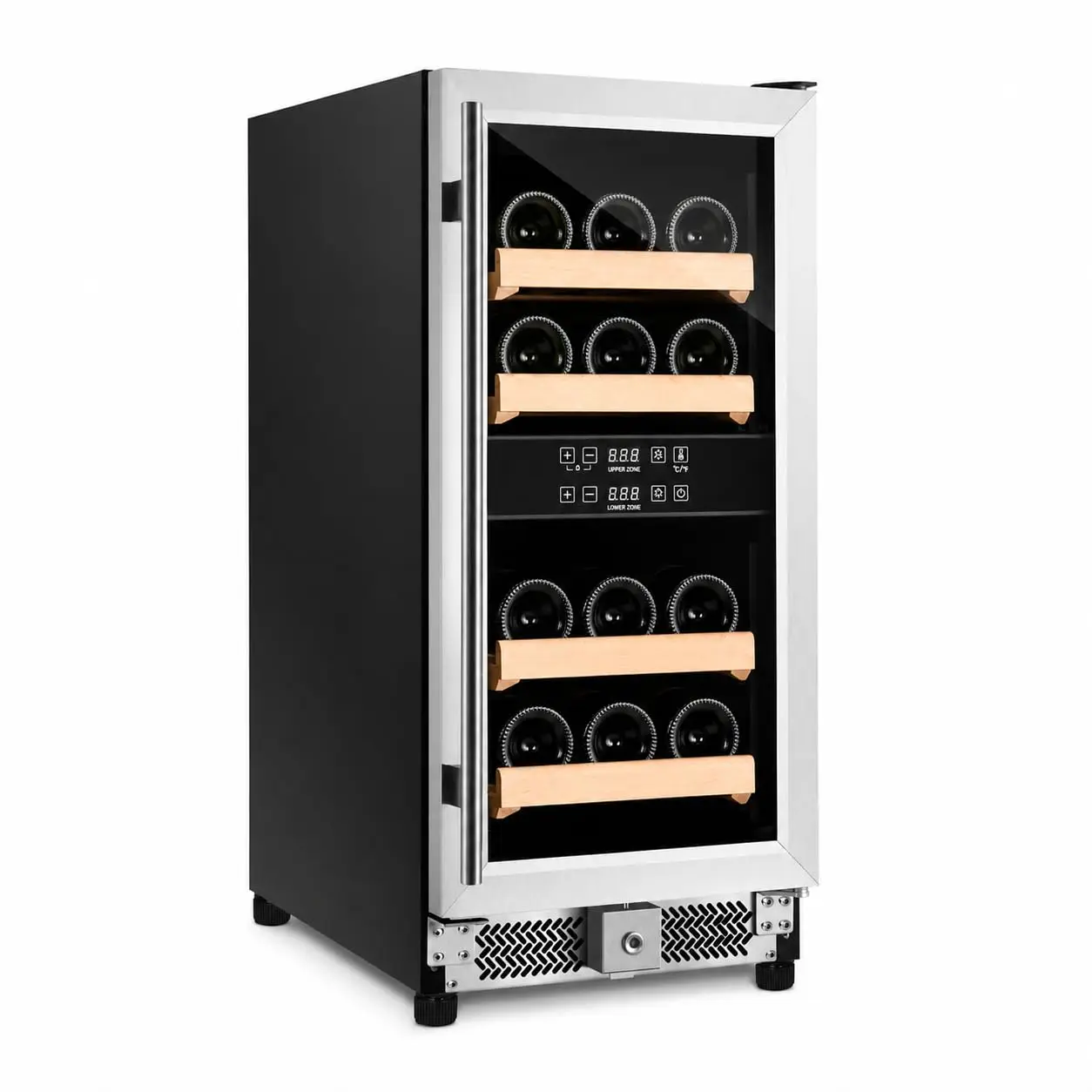 15 Inch Beverage Refrigerator,Under Counter Wine Cooler with Glass Door,Dual Zone Built-in or Freestanding Fridge , Customized