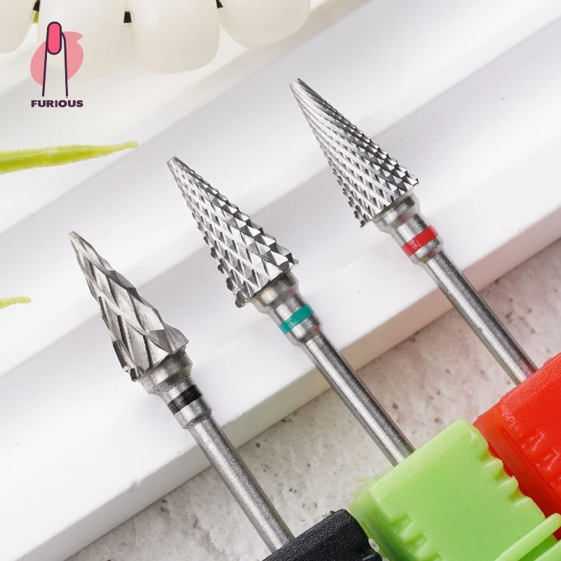 Punta da trapano per unghie con punta affusolata in carburo di alta qualità da 3/32 '' per manicure pedicure gel per cuticole rimozione lucidatura salone di casa