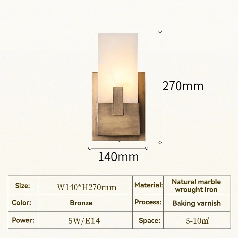 Luxe marmeren koperen wandlamp moderne bronskleurige stenen wandlamp nachtkastje woonkamer achtergrond gang hotelhal blaker
