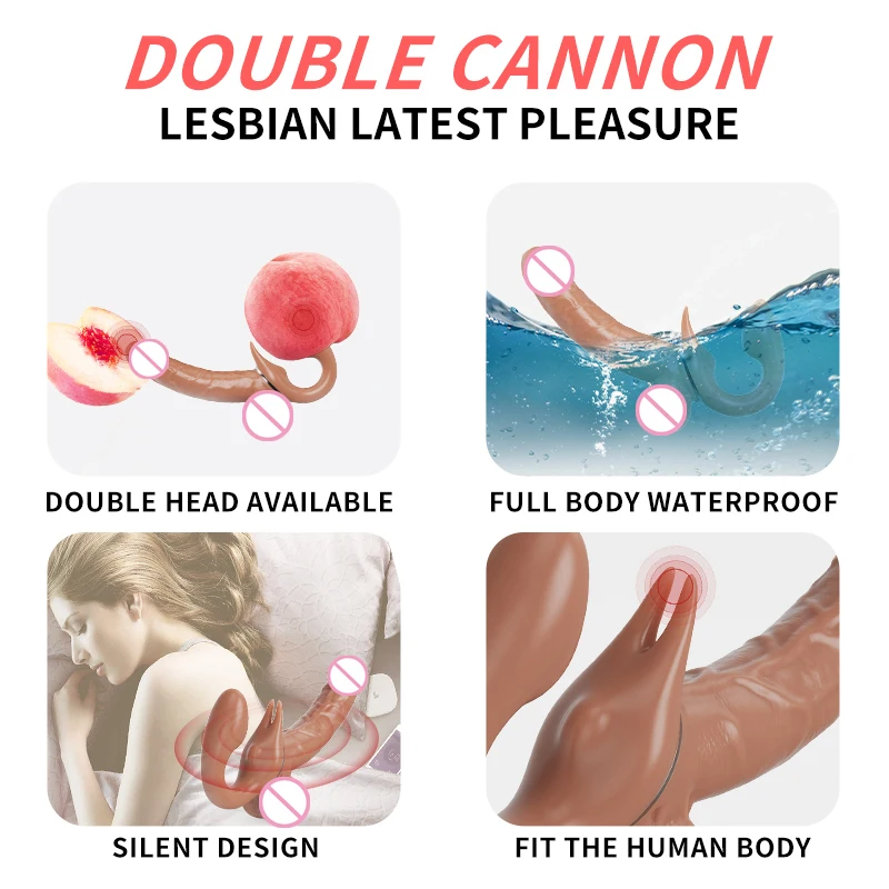 Strapless Strap-on Dildo Vibrator For Women Lesbian Couples G-Spot Double-Ended Adult Sex Toys Dildo Lesbian Telescopic Vibrator