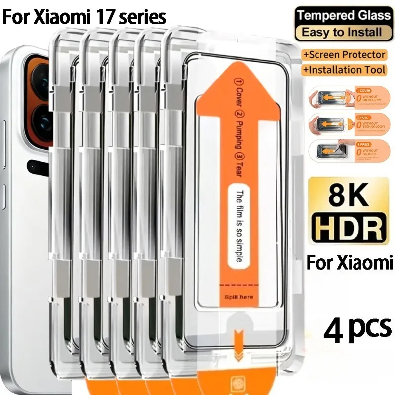 

4Pcs Ultra HD Screen Protector for Xiaomi 17 Pro Max 15 14 13 12 11 Pro Tempered Glass For Xiaomi 14 15T 13T Pro Glass