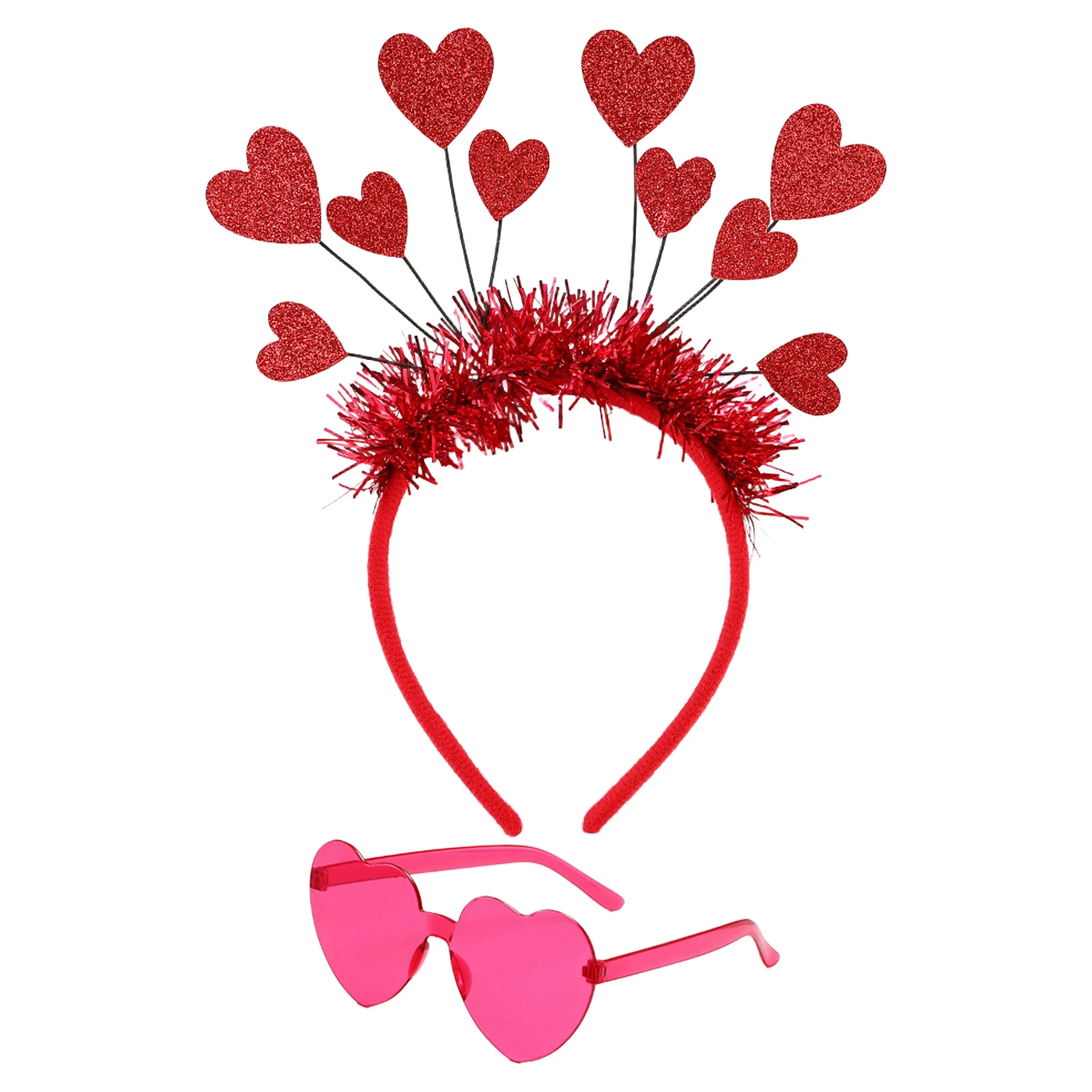ชุดอุปกรณ์แต่งกายวันวาเลนไทน์ 3 ชิ้น ปีกนางฟ้าขนนก พร้อมที่คาดผม และแว่นกันแดดรูปหัวใจ สำหรับงานวันเกิด