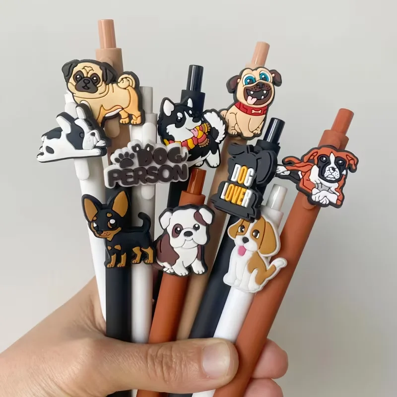 

10PCS dog pattern black ink rebound gel pen set, suitable for dog lovers, veterinary technicians, students, and office supplies
