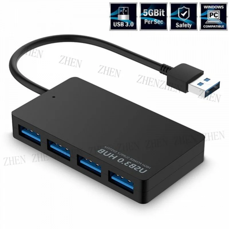 Y USB 3.0 HUB 4-Port Adapter Extender USB PC Splitter Laptop Powered AC Adapter