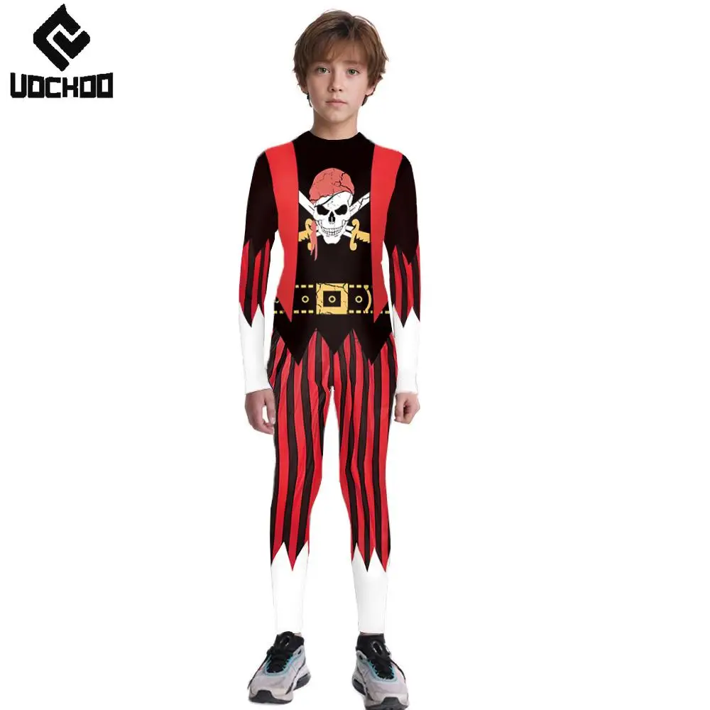 

Child Halloween Jumpsuit Pirate Cospaly Costume Girl Joker Day of The Dead Python Bodysuit Boy Girl Carnival Romper Party Outfit