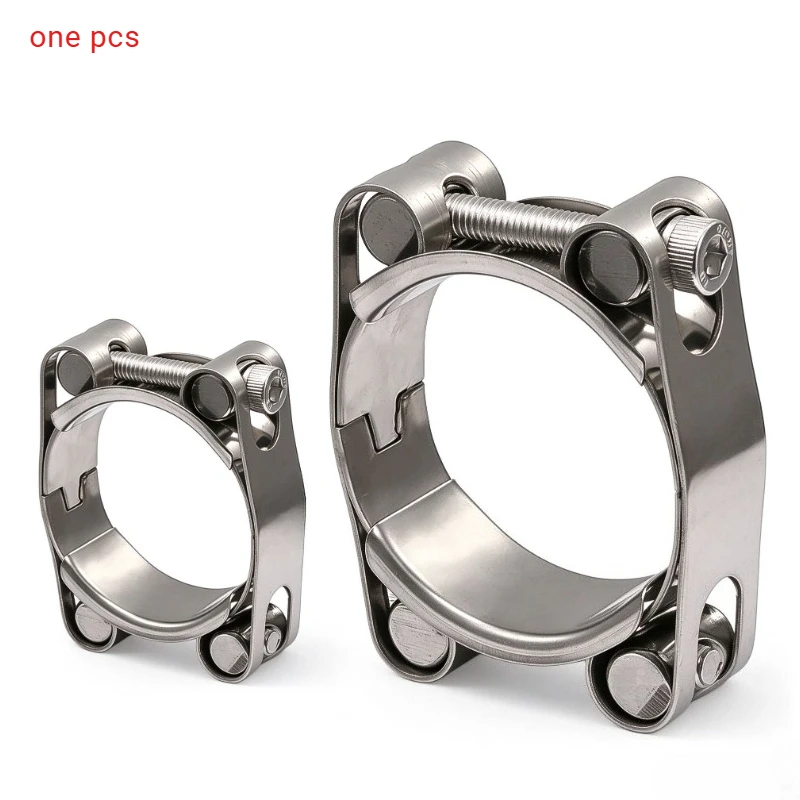 Heavy Duty T-Bolt Hose Clamp for Turbo Pressure Hoses 304 Stainless Steel Double Head Double Layer Pipe Clamps Bolt Size M6x45mm