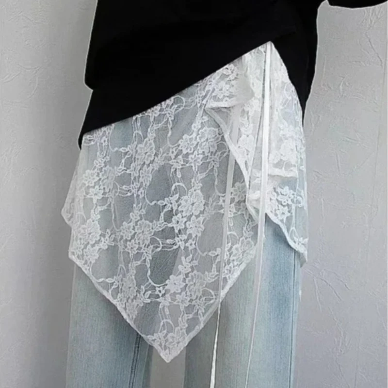 

2025 Korean Version Lace Layered Mesh Skirt Curtain Atmosphere Yarn Skirt Lace Up Apron Half Body Skirts Fart Curtain Wholesale