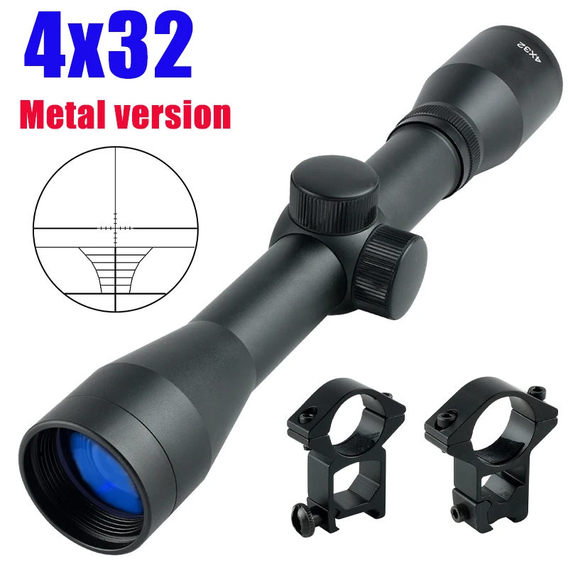 

4X32 Metal Version Compact Riflescopes Tactical Precision Shooting Scope Range Finder Reticle Airsoft Adjustable Zero Point