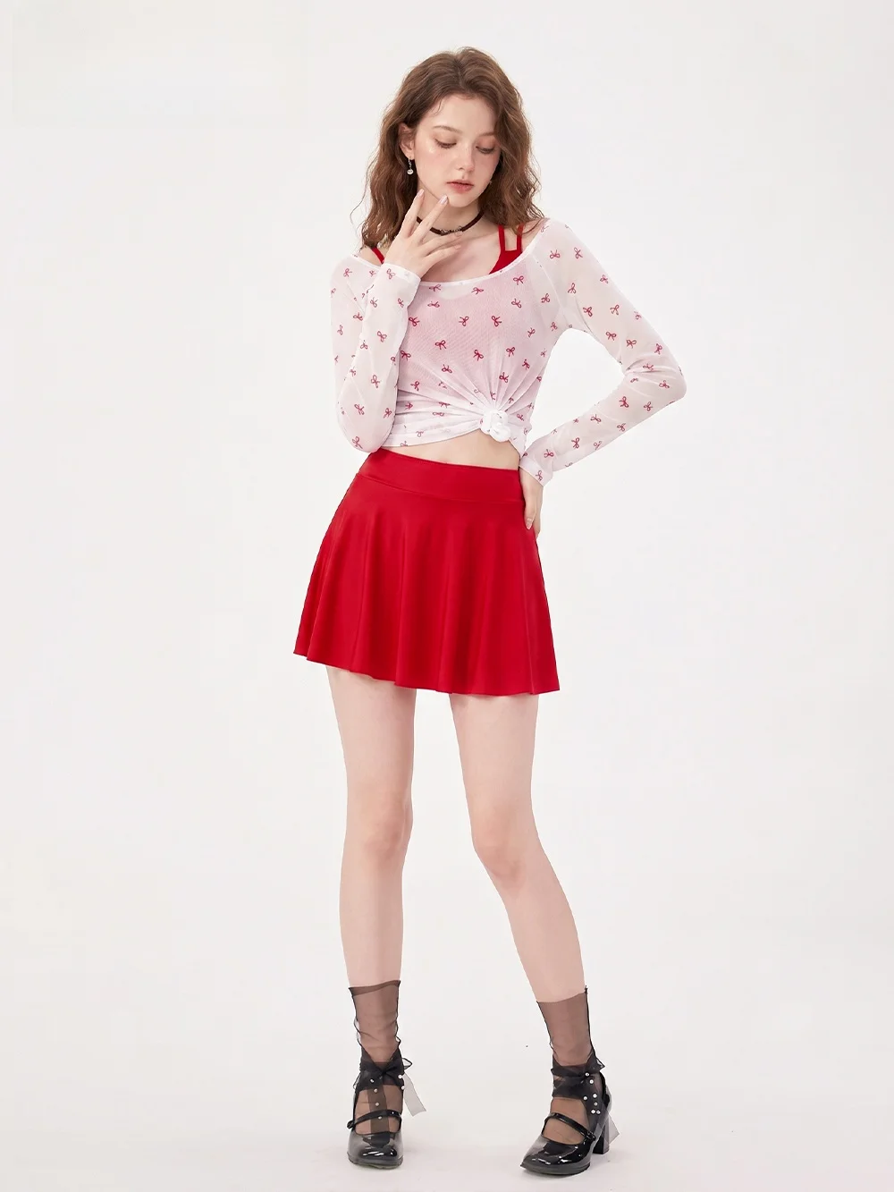 

2026 New Conserving Girl Student Bikini Set Slimming Beach Vacation Onsen Flat Angle Swimsuit Polyester Spandex Long Sleeve