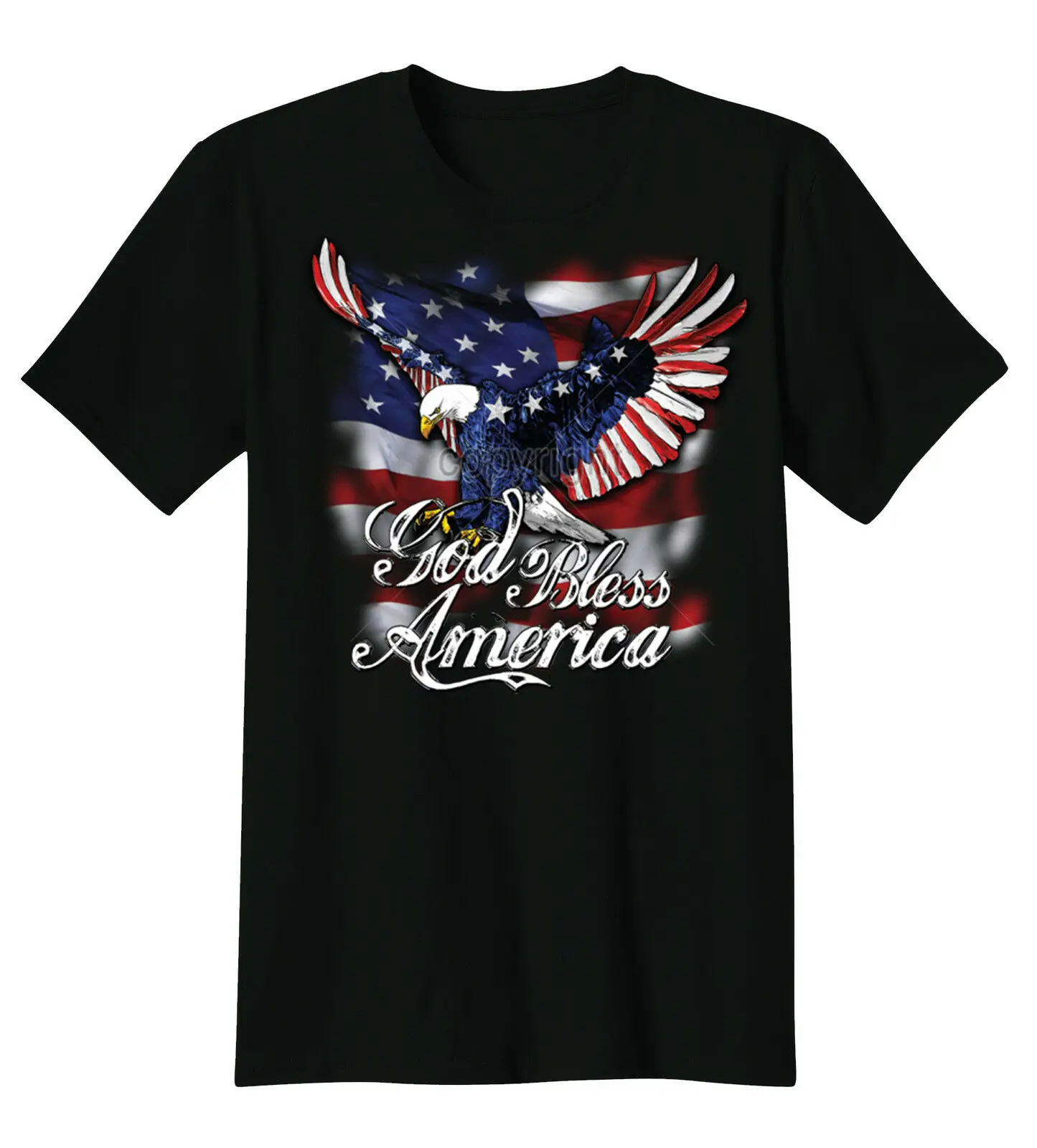 God Bless America. USA Eagle Flag Patriotic Mens T Shirt. Short Sleeve 100% Cotton Casual T-shirts Loose Top Size S-3XL