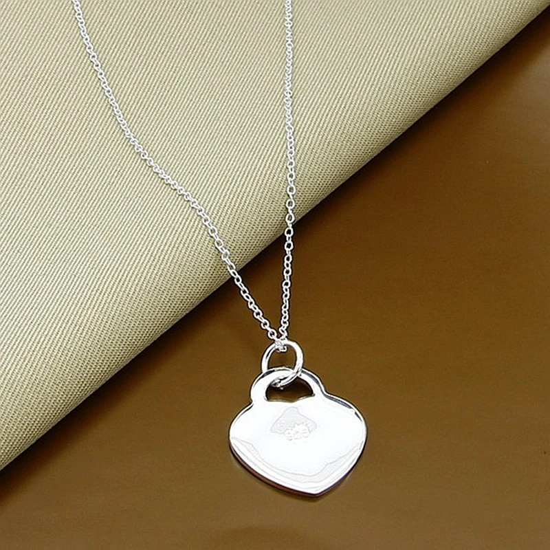 

Fashion 925 Sterling Silver Heart Lock Pendant Necklace Jewelry Men and Women Jewelry Wedding Engagement Gift